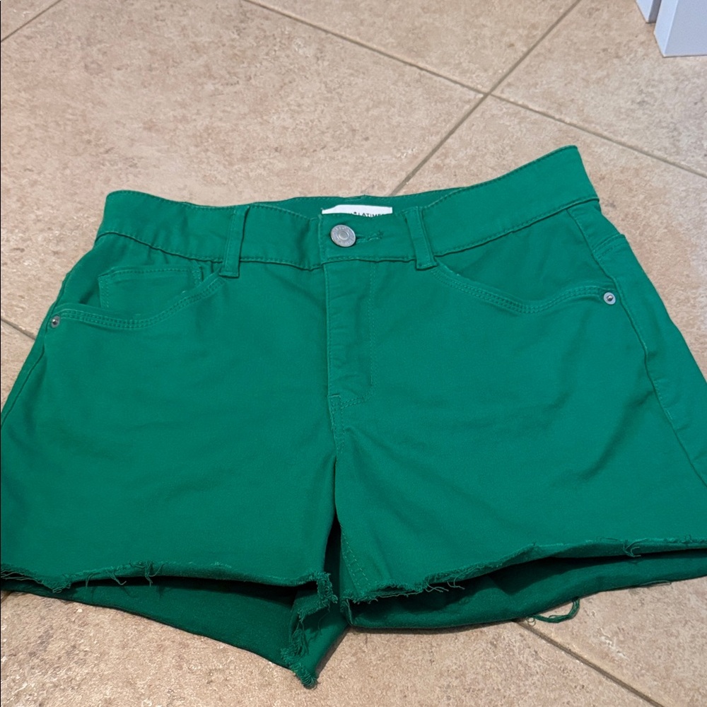 Gibson Latimer Emerald Green Denim Cutoff Shorts
